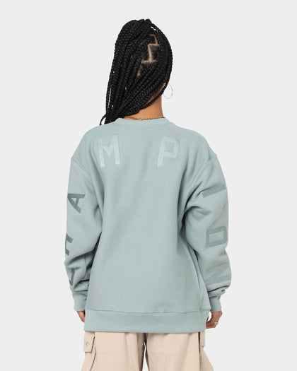 Champion Women's Reverse Weave Large Arch Crewneck Sage Shimmer