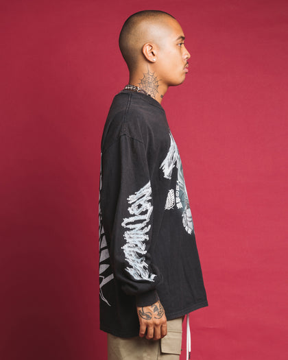 Goat Crew X Attack On Titan Captain Levi Long Sleeve Vintage T-Shirt Black Wash