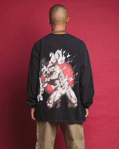 Goat Crew X Attack On Titan Eren Long Sleeve Vintage T-Shirt Black Wash