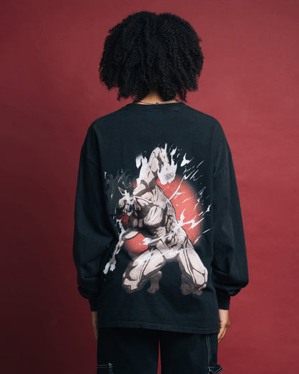 Goat Crew X Attack On Titan Eren Long Sleeve Vintage T-Shirt Black Wash