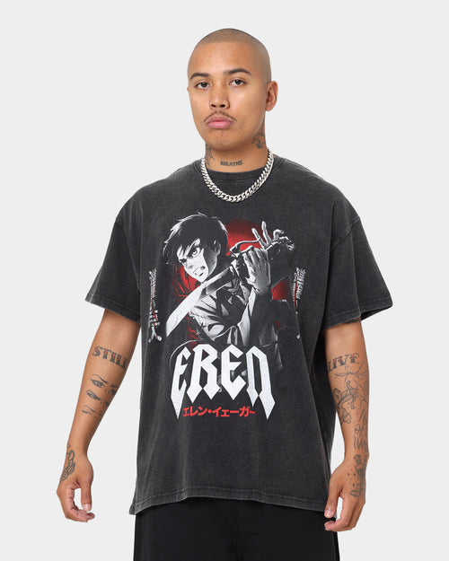 Goat Crew X Attack On Titan Eren Vintage Premium T-Shirt Vintage Black
