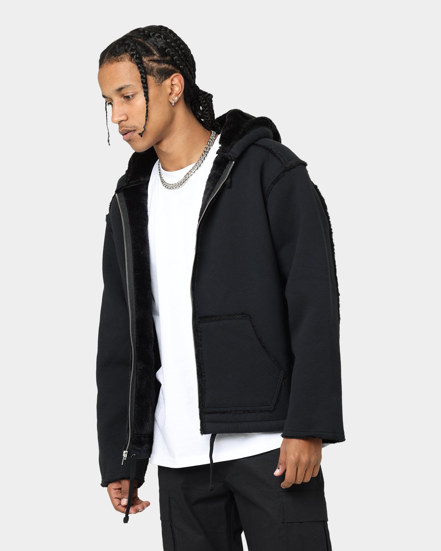 Supreme Faux Shearling Hooded Jacket Black | Culture Kings US