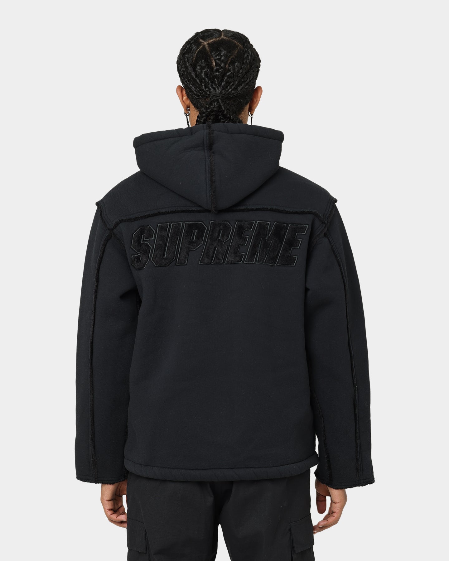 Supreme Faux Shearling Hooded Jacket Black | Culture Kings US