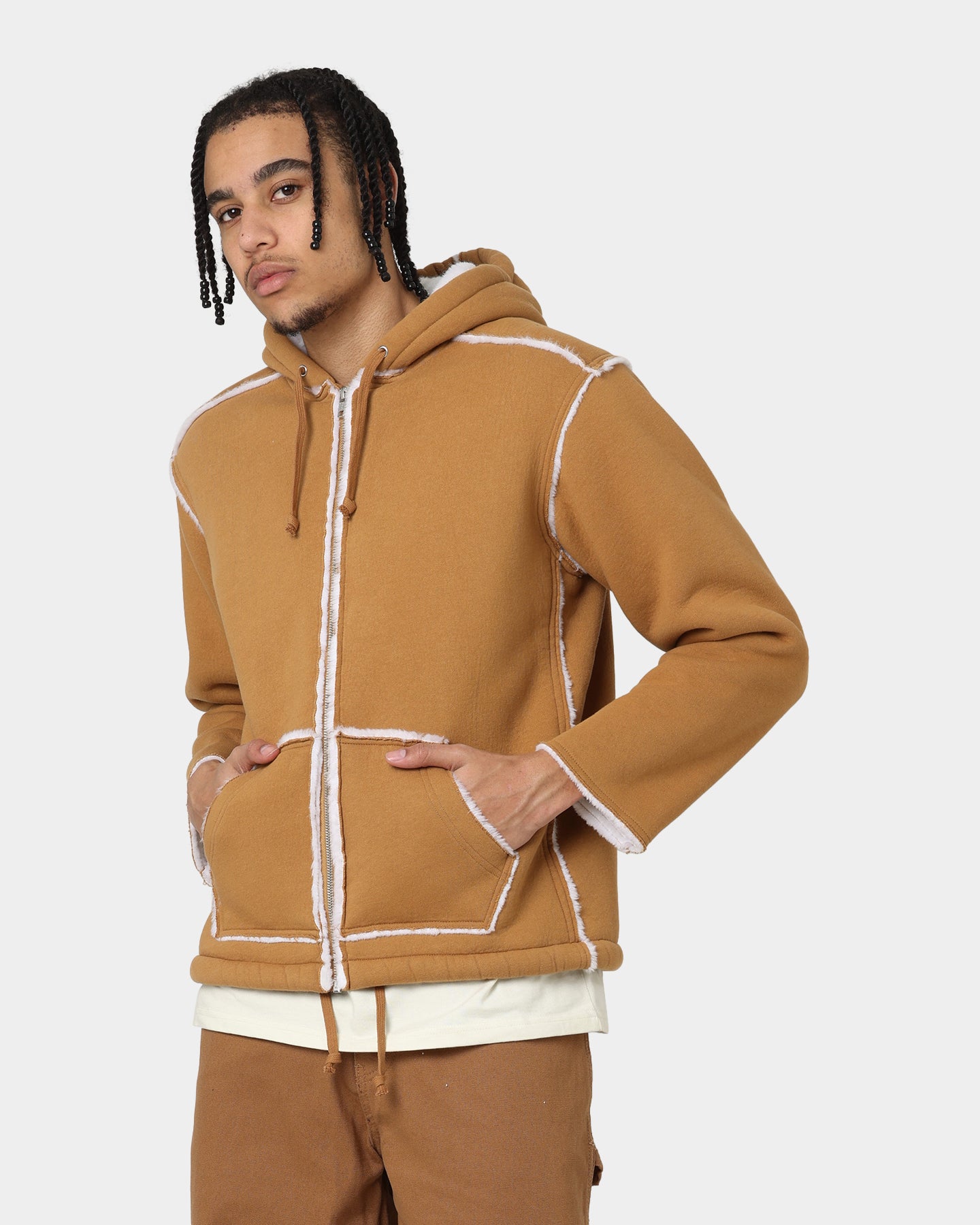 Supreme Faux Shearling Hooded Jacket Brown | Culture Kings US