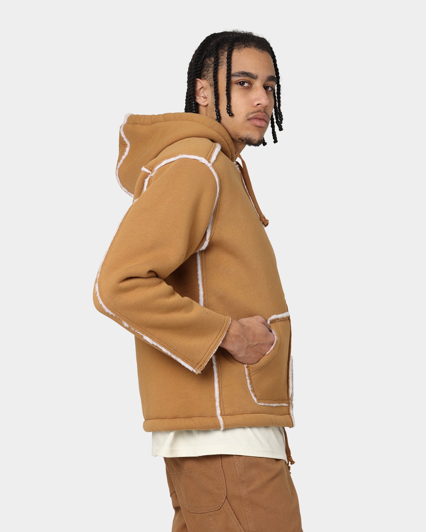 Supreme Faux Shearling Hooded Jacket Brown | Culture Kings US