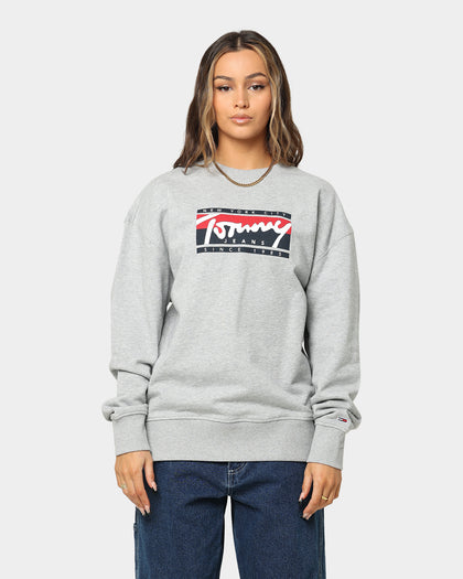 Tommy Jeans Tommy Graphic Flag Crewneck Light Grey Heather