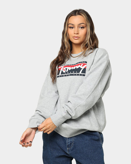 Tommy Jeans Tommy Graphic Flag Crewneck Light Grey Heather