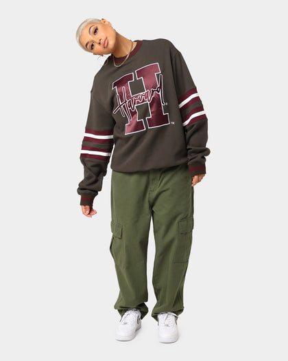 National Collegiate Athletic Association Harvard Letter Mark Panel Crewneck Steel