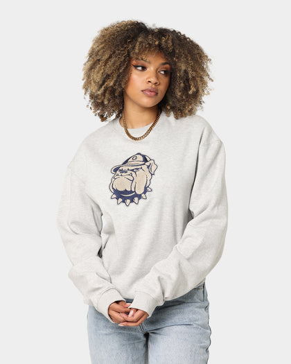 National Collegiate Athletic Association Georgetown Hoyas Team Logo Chenille Crewneck Grey Marle
