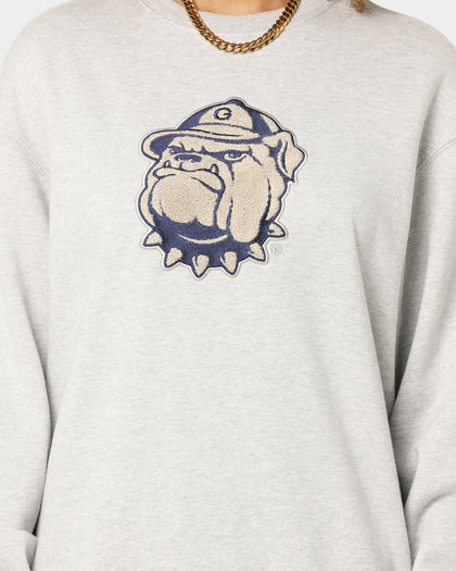 National Collegiate Athletic Association Georgetown Hoyas Team Logo Chenille Crewneck Grey Marle