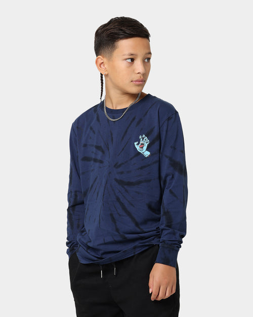 Santa Cruz Kids' Screaming Hand Tie Dye Long Sleeve T-Shirt Navy Tie Dye