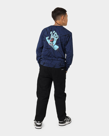 Santa Cruz Kids' Screaming Hand Tie Dye Long Sleeve T-Shirt Navy Tie Dye