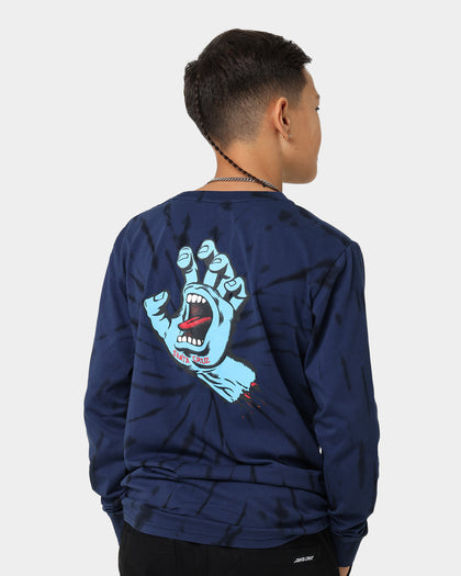 Santa Cruz Kids' Screaming Hand Tie Dye Long Sleeve T-Shirt Navy Tie Dye