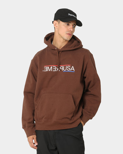 Supreme USA Hooded Sweatshirt Brown