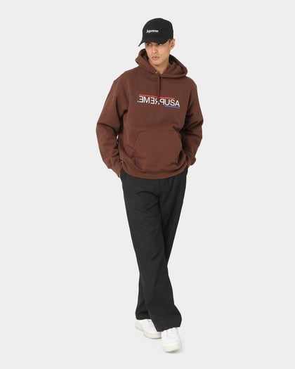 Supreme USA Hooded Sweatshirt Brown
