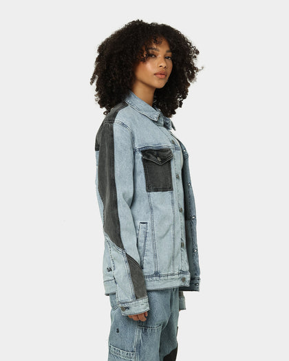 Saint Morta Patchwork Denim Jacket Light Blue/Black