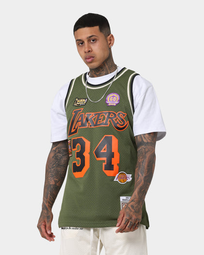 Mitchell & Ness Los Angeles Lakers Shaquille O'Neal #34 Flight Swingman Jersey Olive