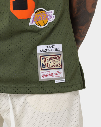 Mitchell & Ness Los Angeles Lakers Shaquille O'Neal #34 Flight Swingman Jersey Olive