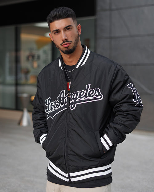 Majestic Athletic Los Angeles Dodgers Tonals Quilt Varsity Jacket Black