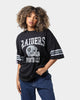Majestic Athletic Las Vegas Raiders Vintage Sports Stripe Sleeve T-Shirt Faded Black