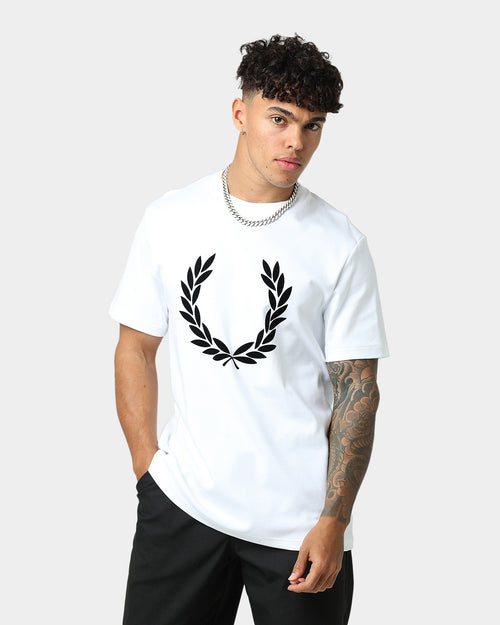 Fred Perry Flock Laurel Wreath T-Shirt White