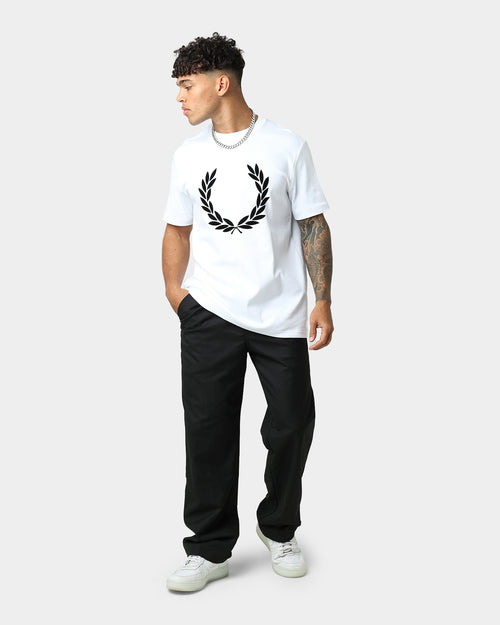 Fred Perry Flock Laurel Wreath T-Shirt White