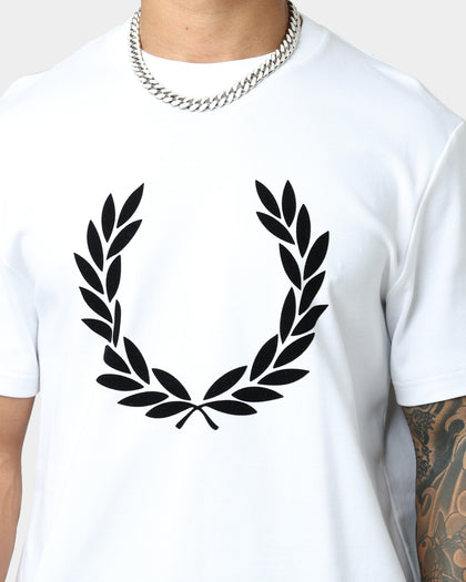 Fred Perry Flock Laurel Wreath T-Shirt White