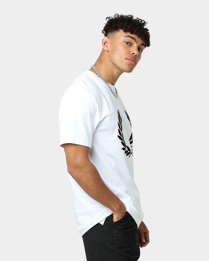 Fred Perry Flock Laurel Wreath T-Shirt White