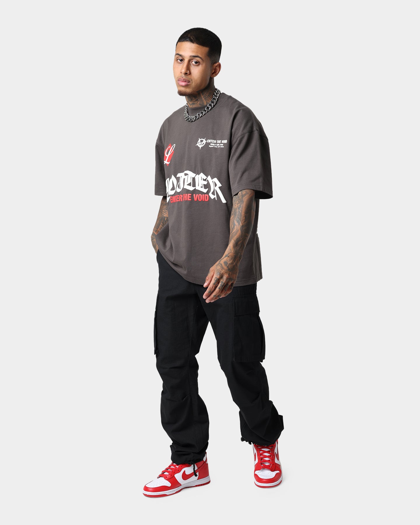 Loiter Void Multi Logo Vintage T-Shirt Charcoal | Culture