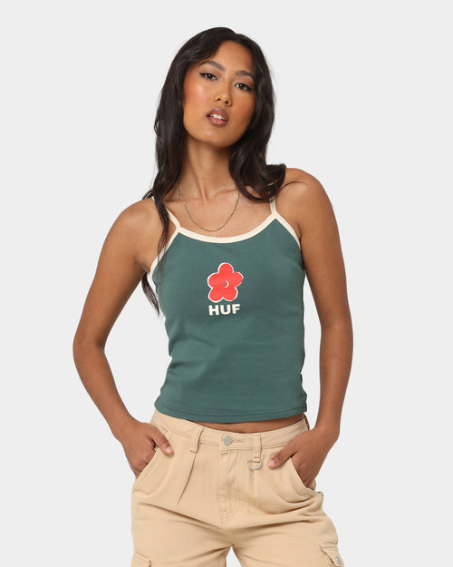 HUF Women's Petal Rib Tank Singlet Forest Green