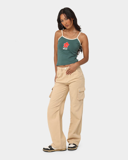 HUF Women's Petal Rib Tank Singlet Forest Green