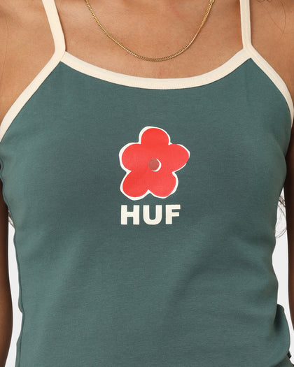 HUF Women's Petal Rib Tank Singlet Forest Green