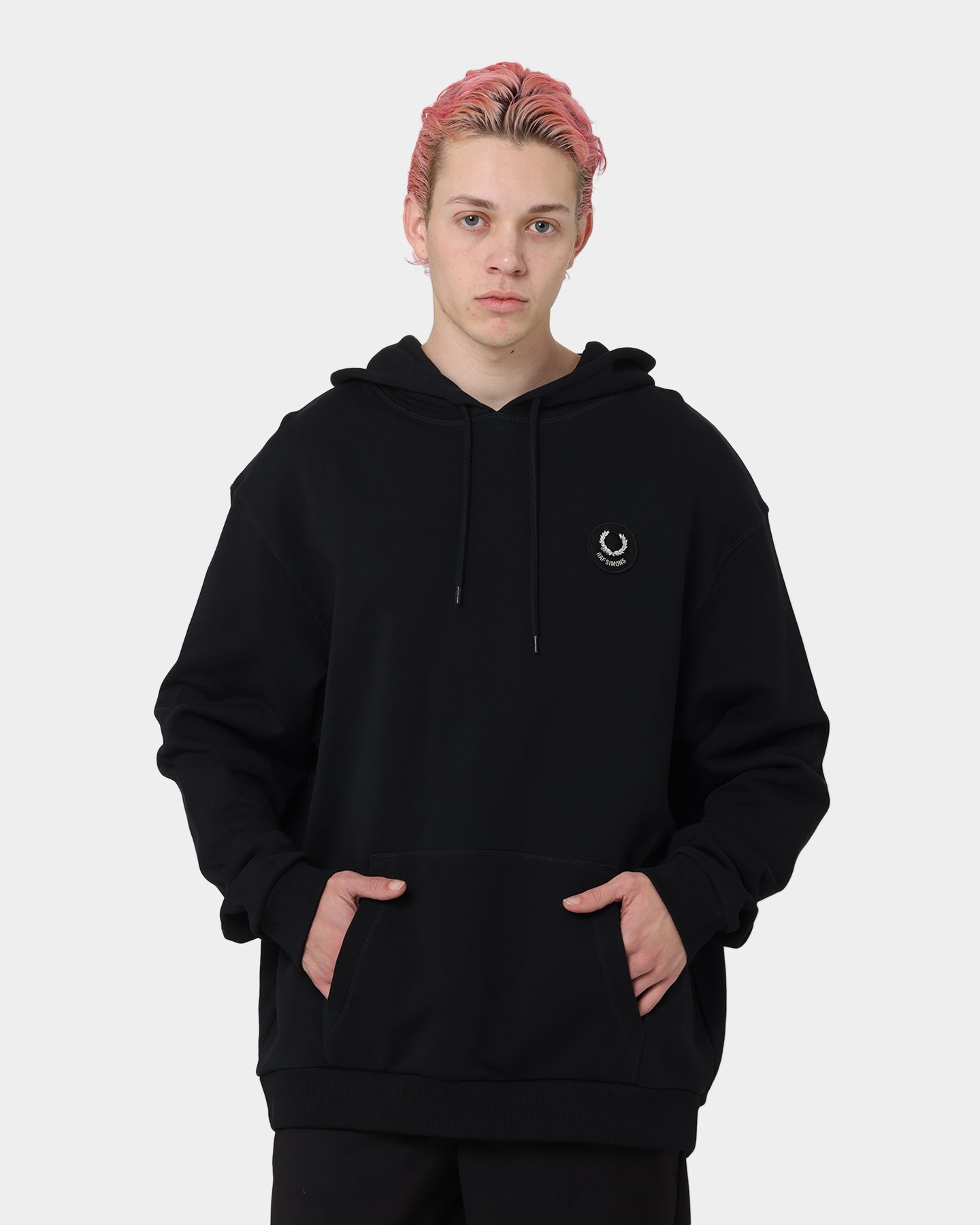 Fred Perry X Raf Simons Patched Overhead Hoodie Black | Culture