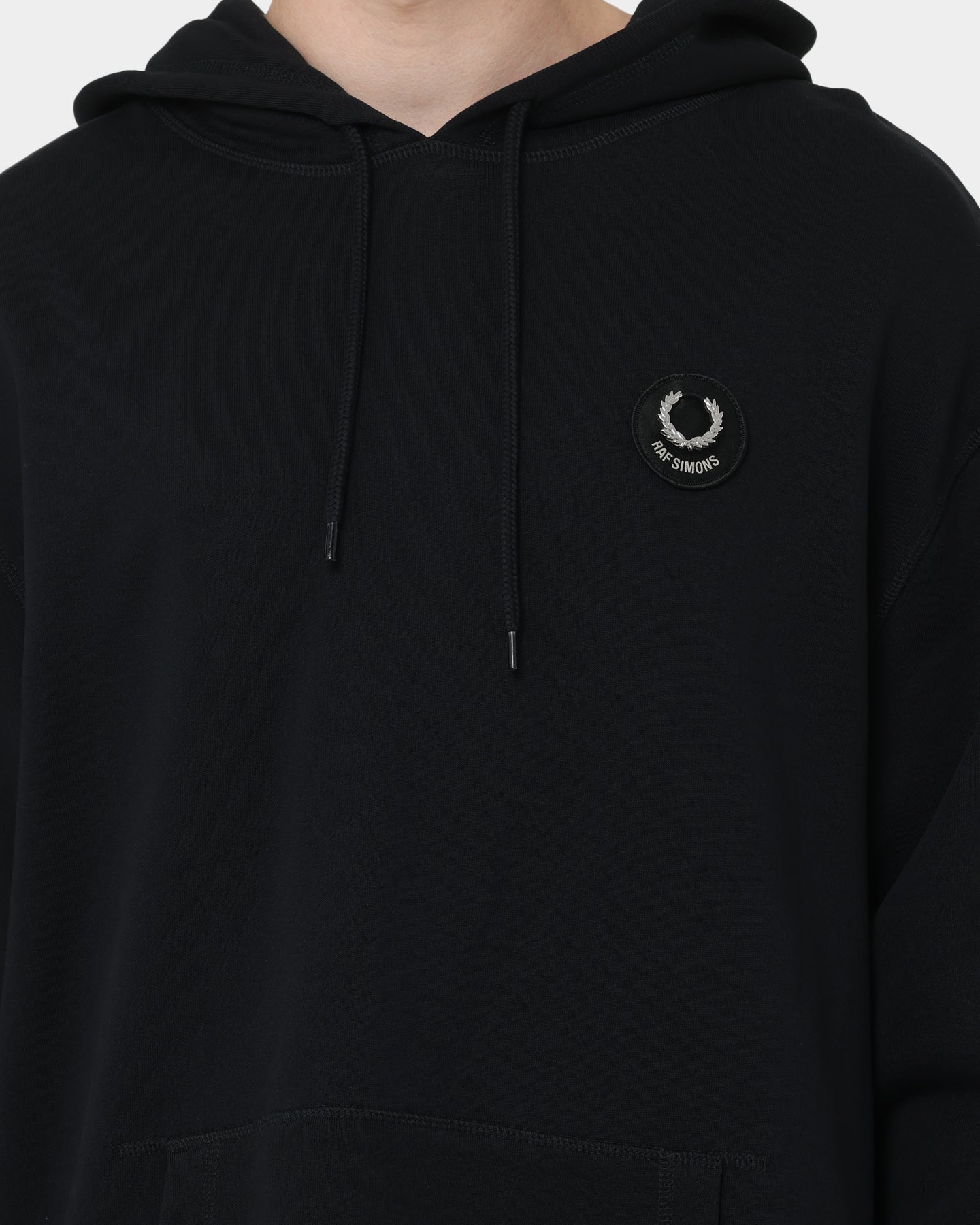 Fred Perry X Raf Simons Patched Overhead Hoodie Black | Culture