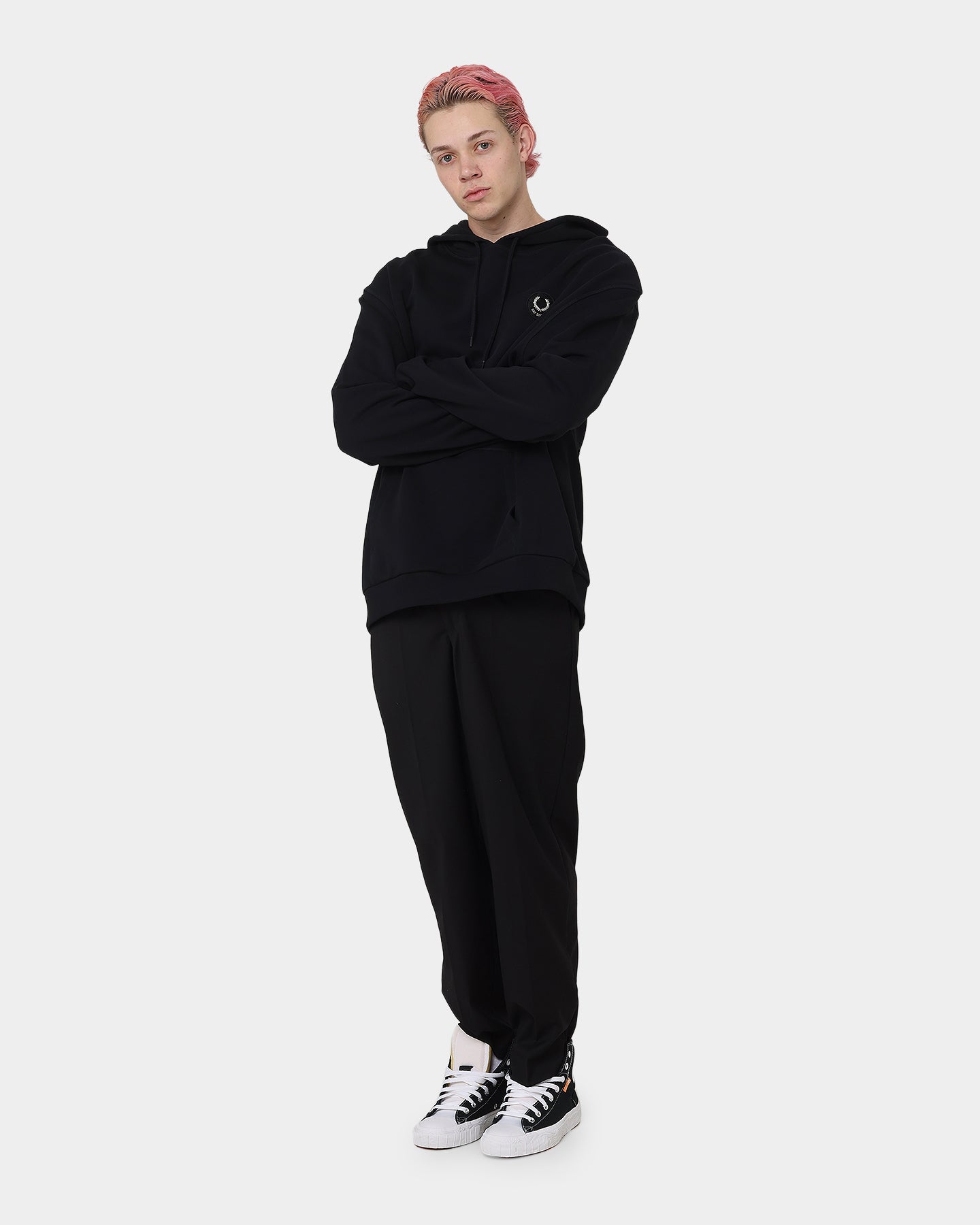 Fred Perry X Raf Simons Patched Overhead Hoodie Black | Culture