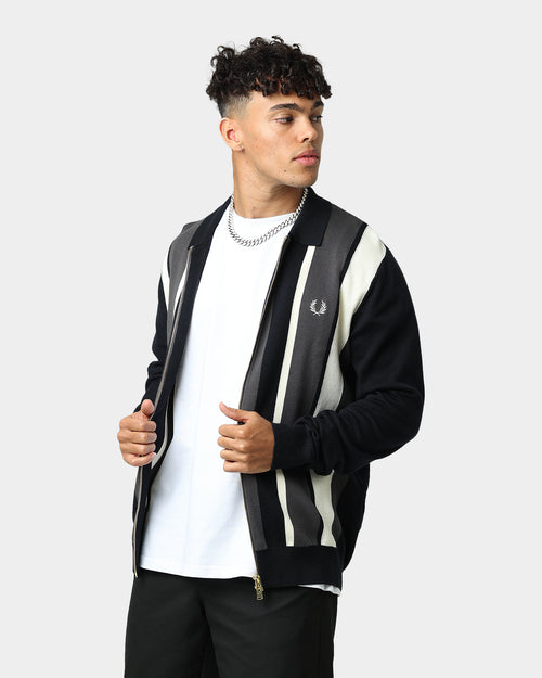 Fred Perry Striped Zip-Through Cardigan Navy