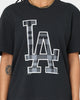 Majestic Athletic Women's Los Angeles Dodgers Check Logo Boxy T-Shirt Faded Black