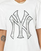 Majestic Athletic Women's New York Yankees Check Logo Boxy T-Shirt Optic White