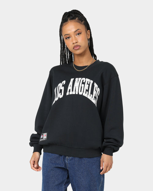 Majestic Athletic Women's Los Angeles Dodgers Check Wordmark Crewneck Faded Black