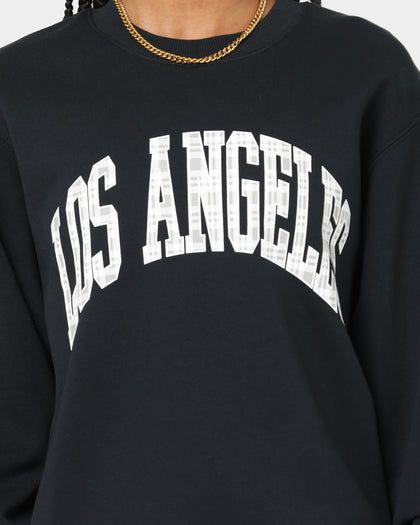 Majestic Athletic Women's Los Angeles Dodgers Check Wordmark Crewneck Faded Black