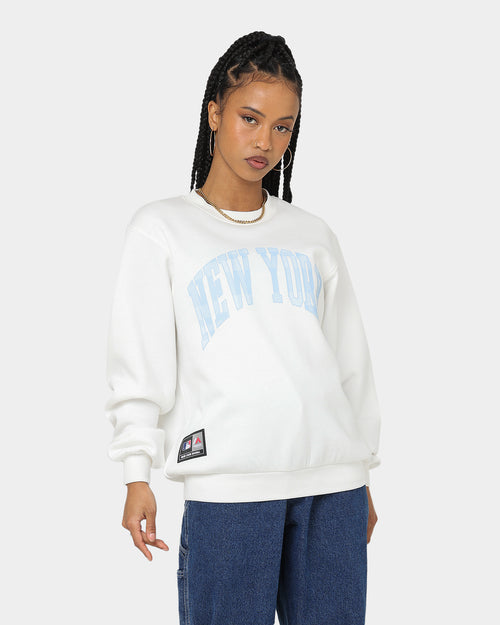 Majestic Athletic Women's New York Yankees Check Wordmark Crewneck Optic White