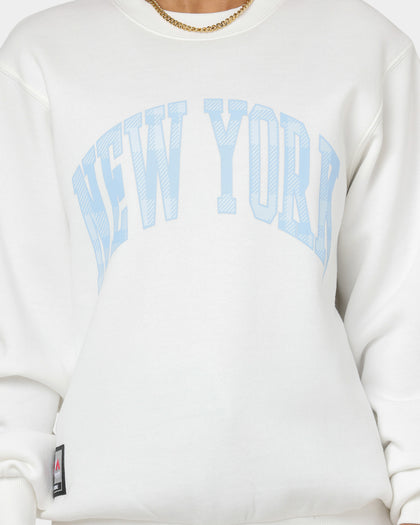 Majestic Athletic Women's New York Yankees Check Wordmark Crewneck Optic White