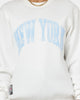 Majestic Athletic Women's New York Yankees Check Wordmark Crewneck Optic White