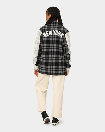 Majestic Athletic Women's New York Yankees Split Check Shacket Optic White