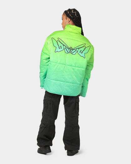 Loiter Cyber Gradient Puffer Jacket Neon Green