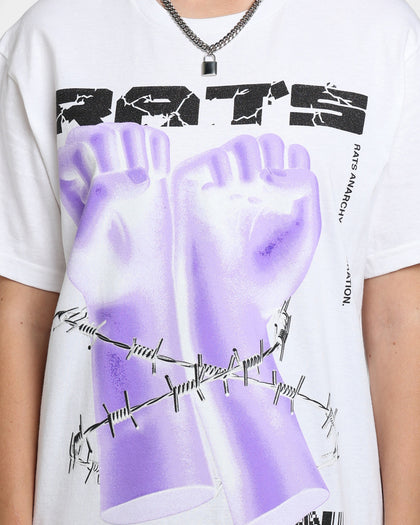 Rats Get Fat Throwing Hands T-Shirt White