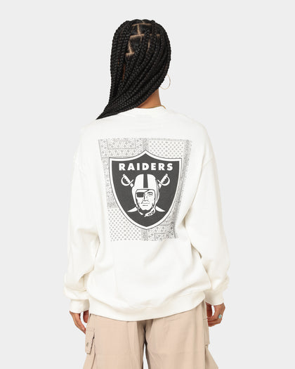 Majestic Athletic Women's Las Vegas Raiders Bandana Paisley Crewneck Optic White