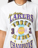 Mitchell & Ness Women's Los Angeles Lakers 3 Time NBA Champ Boxy Vintage T-Shirt Vintage White