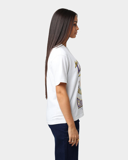 Mitchell & Ness Women's Los Angeles Lakers 3 Time NBA Champ Boxy Vintage T-Shirt Vintage White