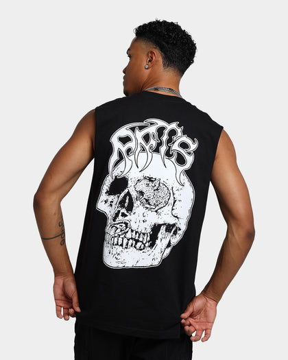 Rats Get Fat Skull Muscle T-Shirt Black